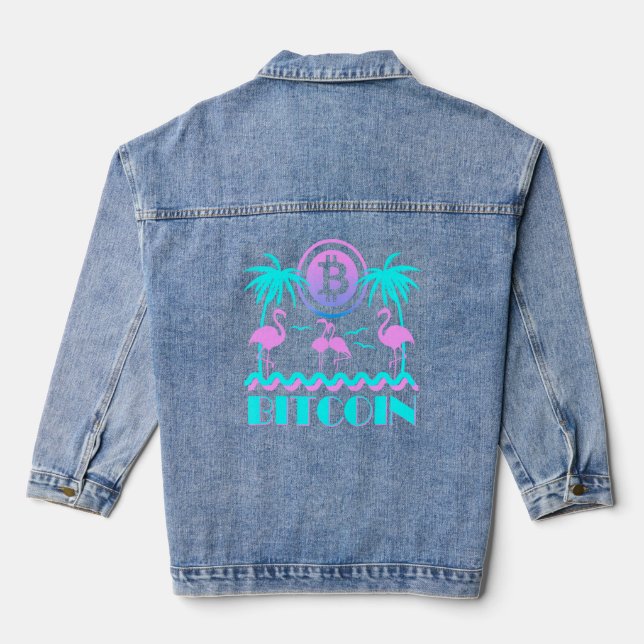 Veste En Jean Flamant rose Bitcoin Crypto Retro 80s (Verso)