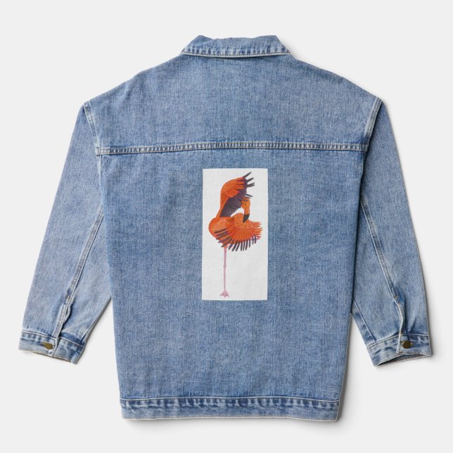Veste En Jean Flamant rose orange en Pose de danse (Verso)