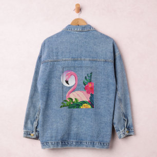 Veste En Jean Flamant rose tropical esthétique