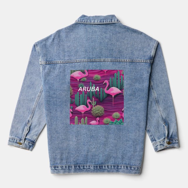 Veste En Jean Flamants roses d'Aruba (Verso)