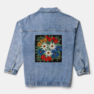 Veste En Jean Fleur alpine suisse Edelweiss