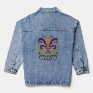 Veste En Jean Fleur de lis jaune et vert violet