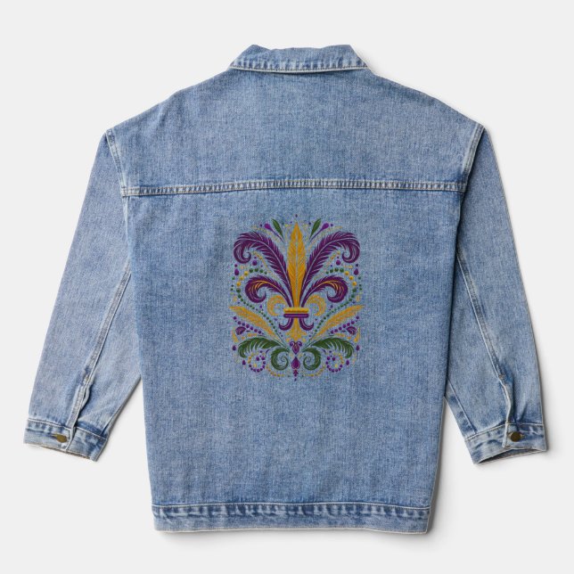 Veste En Jean Fleur de lis jaune et vert violet (Verso)