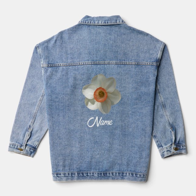 Veste En Jean Fleur de printemps de jonquille rose (Verso)