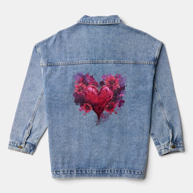 Veste En Jean Fleur de supplice du cœur (Verso)