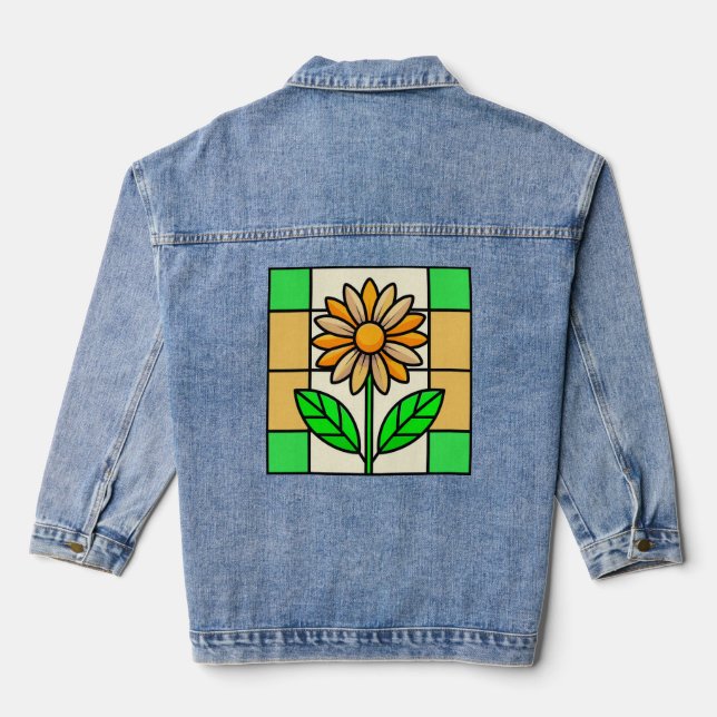 Veste En Jean Fleur de verre tendu (Verso)