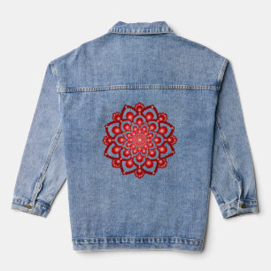 Veste En Jean Fleur Mandala Dot Rouge