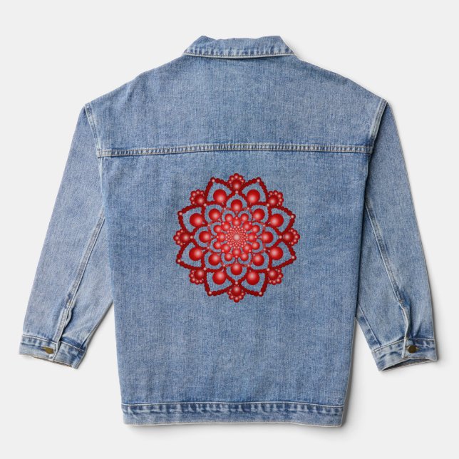 Veste En Jean Fleur Mandala Dot Rouge (Verso)