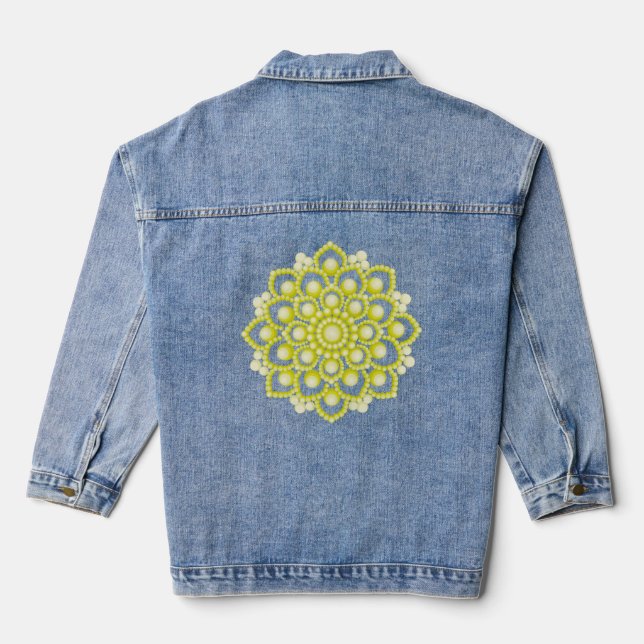 Veste En Jean Fleur Mandala jaune (Verso)