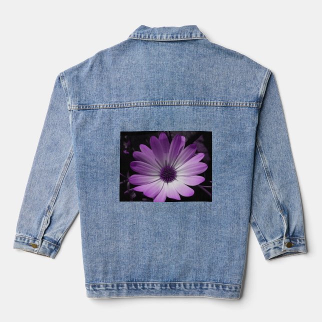 Veste En Jean Fleur marguerite violette (Verso)