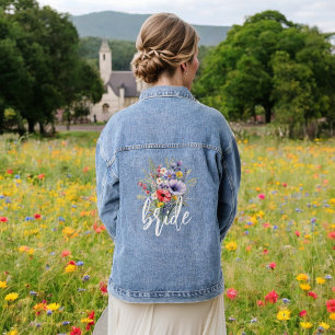Veste En Jean Fleur sauvage de mariée Boho Rustic Floral