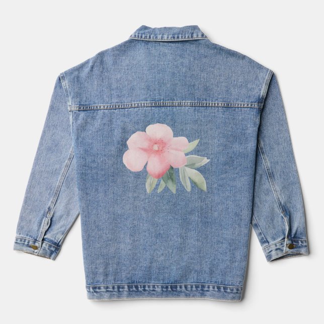 Veste en jean fleuri rose aquarelle (Verso)