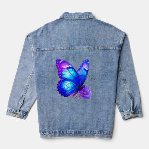 Veste en jean fleurie papillon