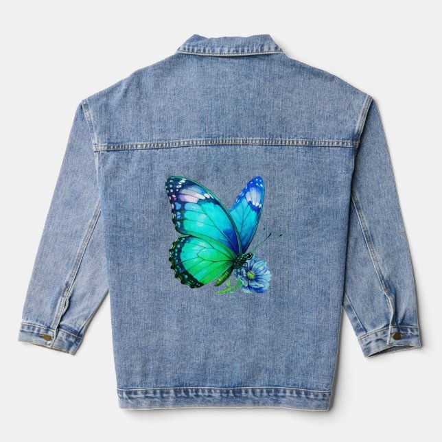 Veste en jean fleurie papillon (Verso)