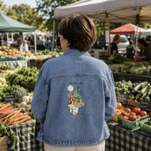 Veste En Jean Fleurs de Champignon de Dragon Fantastique Vert Ca