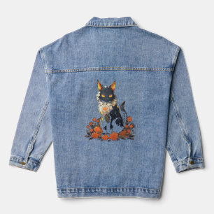Veste En Jean Fleurs de chats - Animaux de compagnie Art Chat
