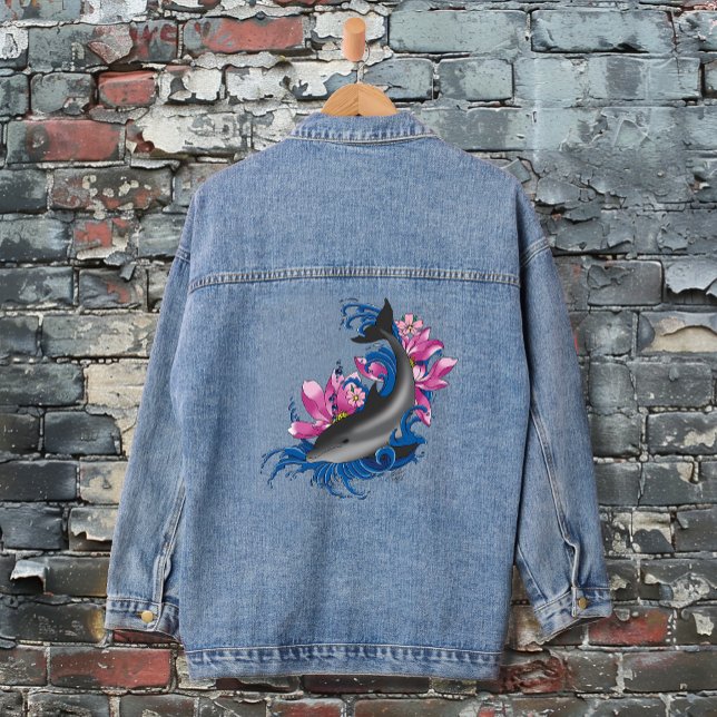 Veste En Jean Fleurs de dauphin Lotus Fleurs de cerisiers (Créateur téléchargé)