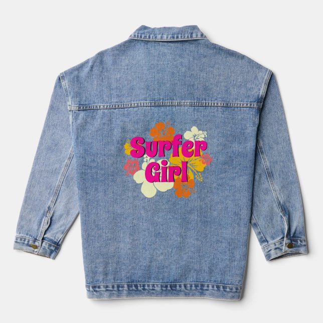 Veste En Jean Fleurs de fille surfeuse (Verso)