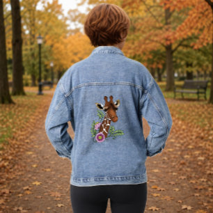 Veste En Jean Fleurs de girafe jaune faune mignonne