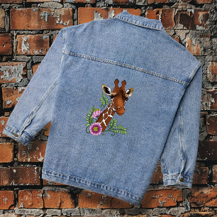 Veste En Jean Fleurs de girafe jaune faune mignonne
