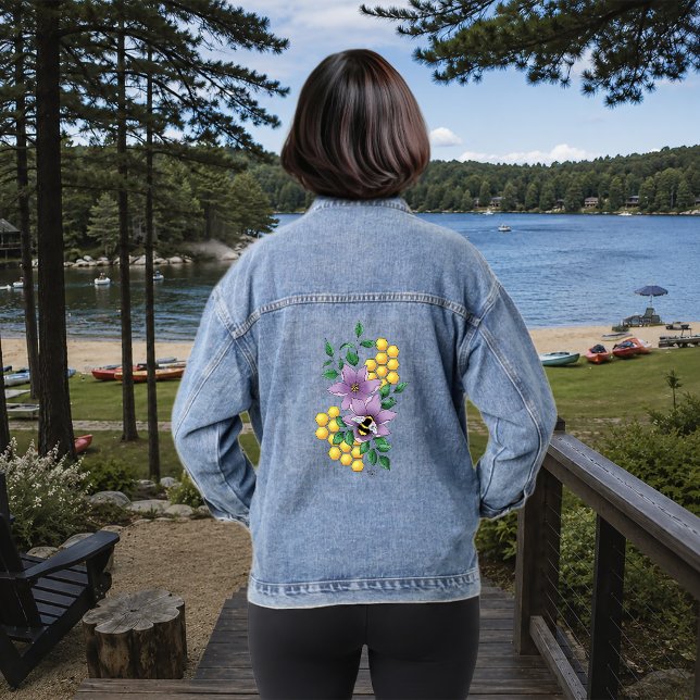 Veste En Jean Fleurs de Lavande Abeille Jaune (Créateur téléchargé)