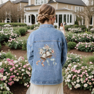 Veste En Jean Fleurs de mariage cloches Rubans bleu rose Beau