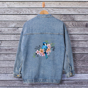 Veste En Jean Fleurs de printemps bleu Jay