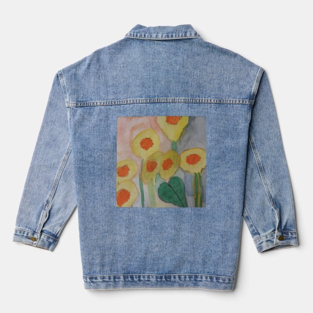 Veste En Jean Fleurs de soleil Abstraites (Verso)