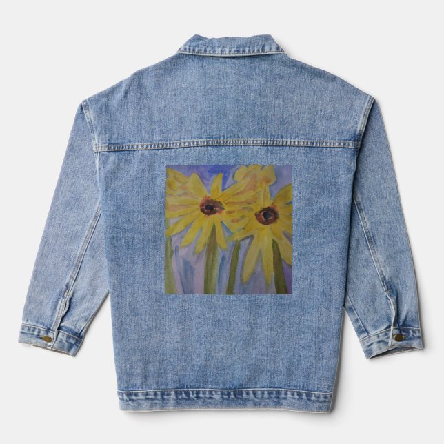 Veste En Jean Fleurs de soleil jaunes d'été (Verso)