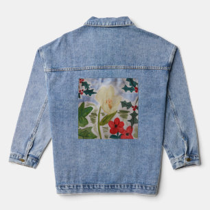 Veste En Jean Fleurs d'hiver & houx