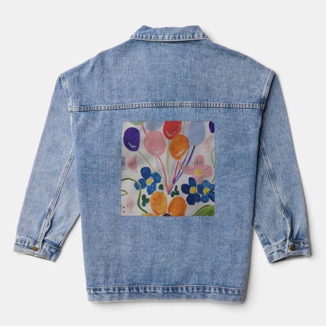 Veste En Jean Fleurs et ballons (Verso)