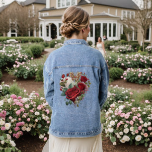 Veste En Jean Fleurs et papillon précieux
