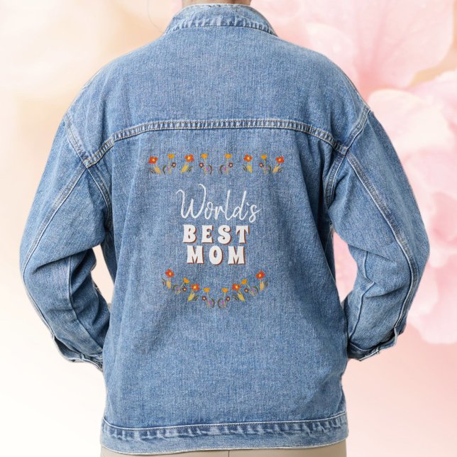 Veste En Jean Fleurs florales de la meilleure maman du monde (Créateur téléchargé)