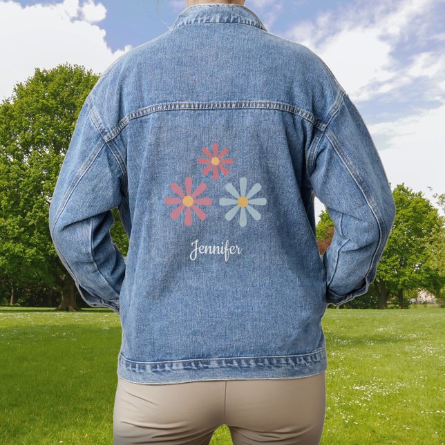 Veste En Jean Fleurs Pastel (Pastel Flowers Denim Jacket)