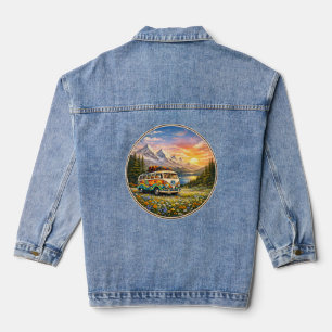 Veste En Jean Fleurs sauvages de coucher de soleil en montagne V