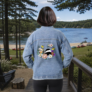 Veste En Jean Fleurs sauvages du blaireau des bois Champignons V