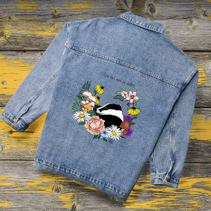 Veste En Jean Fleurs sauvages du blaireau des bois Champignons V
