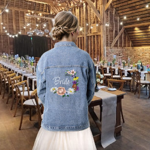 Veste En Jean Fleurs sauvages fantaisistes Papillon Champignon