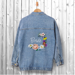 Veste En Jean Fleurs sauvages fantaisistes Papillon Champignon 