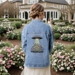 Veste En Jean Fleurs UFO en flammes