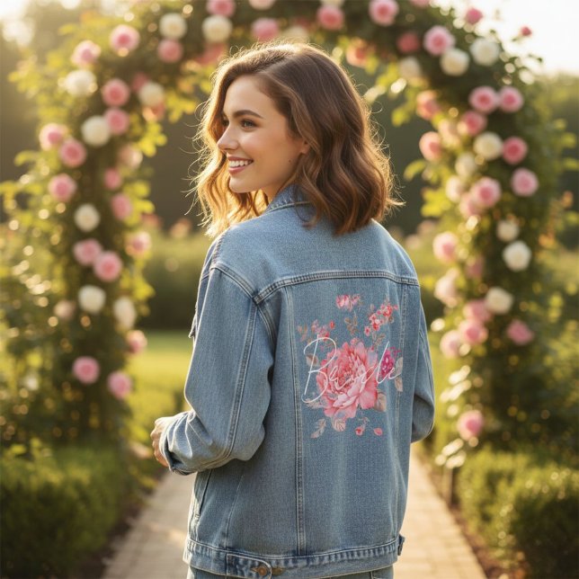 Veste En Jean Floral Pink Bride Denim Jacket (Créateur téléchargé)