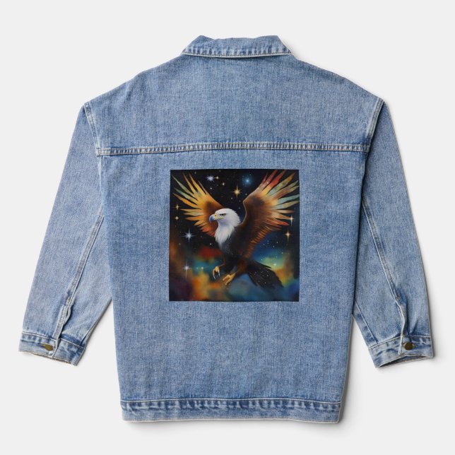 Veste En Jean Flying Eagle Colorful Cosmic Art, (Verso)
