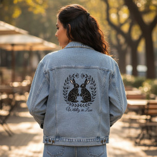 Veste En Jean Folle amoureuse   Lapins romantiques en linogravur