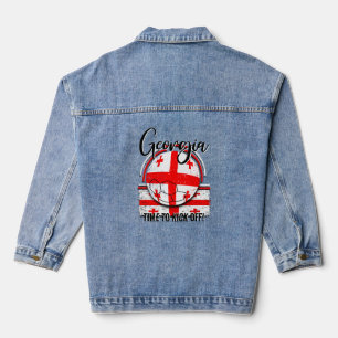 Veste En Jean Football Georgia Drapeau, Football Vintage
