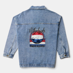 Veste En Jean Football Pays-Bas Drapeau, Rouge Blanc Bleu Footba