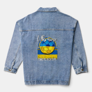 Veste En Jean Football Ukraine Drapeau, Balle de Football Rétro