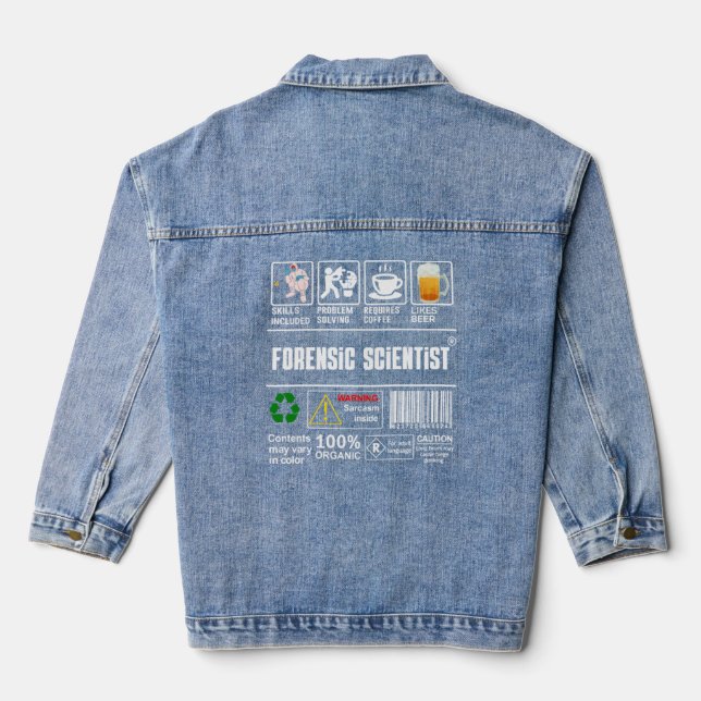 Veste En Jean Forensic Scientist Packaging & Handling Étiquette  (Verso)
