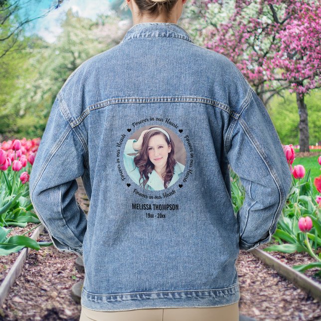 Veste En Jean Forever in our Hearts Photo Memorial personnalisé (Créateur téléchargé)