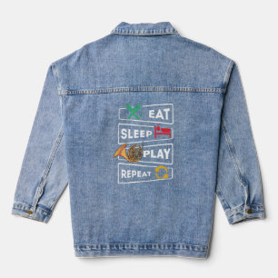 Veste En Jean Français Hornist Manger Dormir Jouer Corne Françai