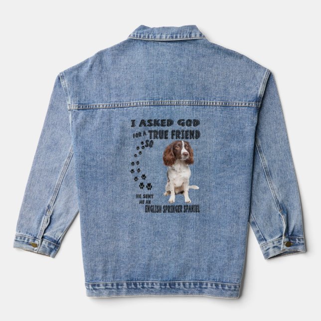Veste En Jean Français Springer Spaniel Citation Maman Papa Impr (Verso)